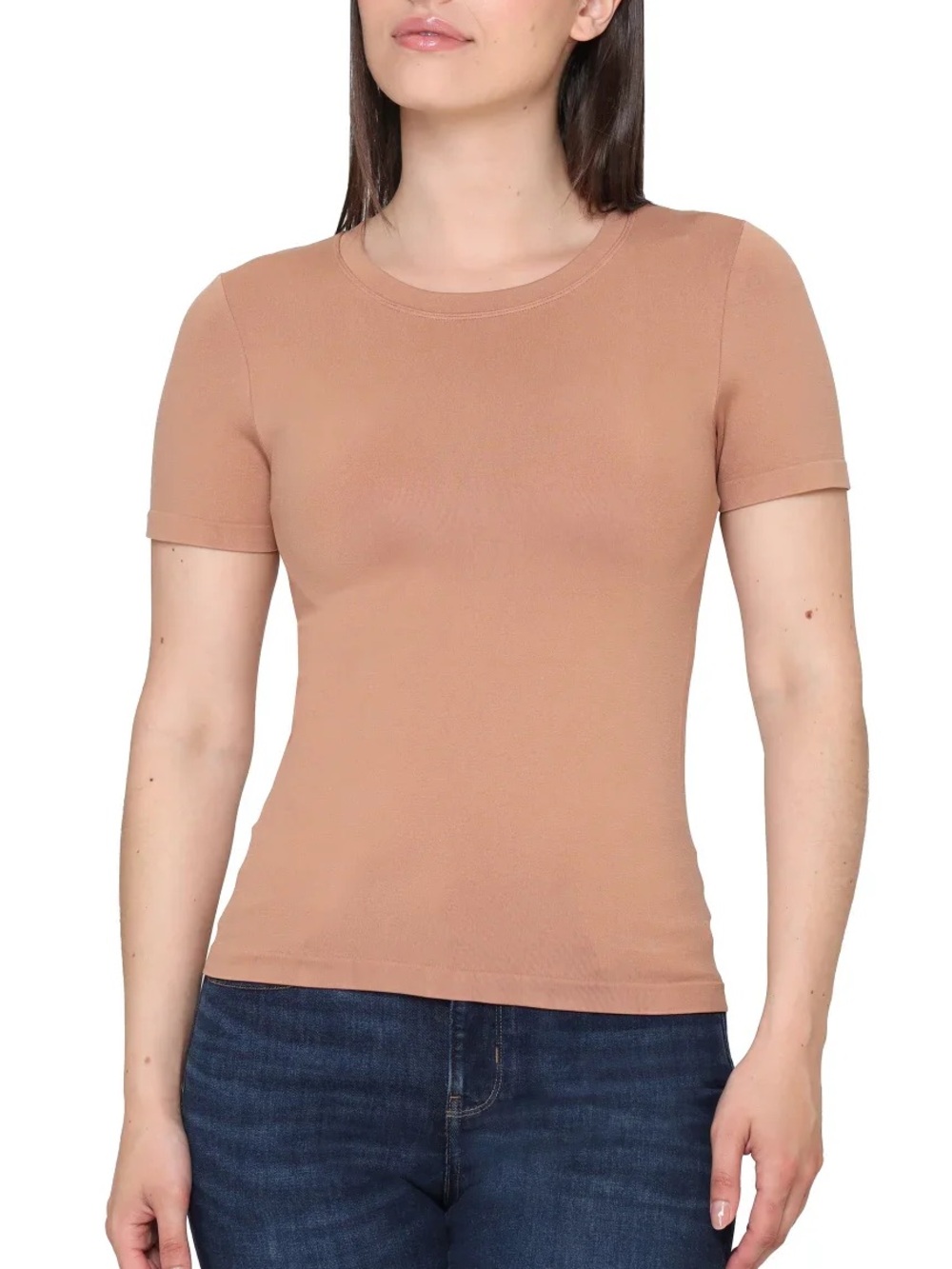 TAHARI Seamless Short Sleeve T-Shirt Nude Size S